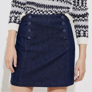 Loft Button Front Sailor Denim Skirt Size 4